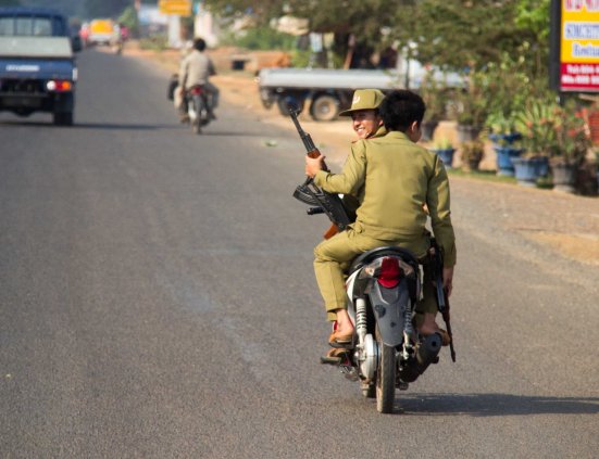 Military presence isn't strong in Laos, and even when it can be seen is haphazard at best 